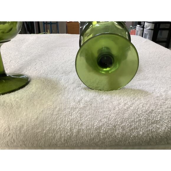 Vintage Set of 2 Green Libbey Glass Hoffman House Goblet - Picture 4 of 4